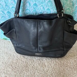 Coach Black Leather Tote with Structured Design